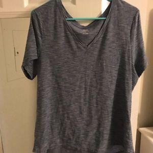 Blue and white striped old navy V neck